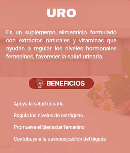 URO – Suplemento para la Salud Urinaria y el Equilibrio Hormonal de la Mujer